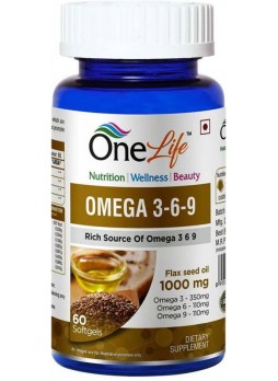 OneLife OMEGA 3-6-9 Flax Seed Oil 60 Tablets (1000 Mg)